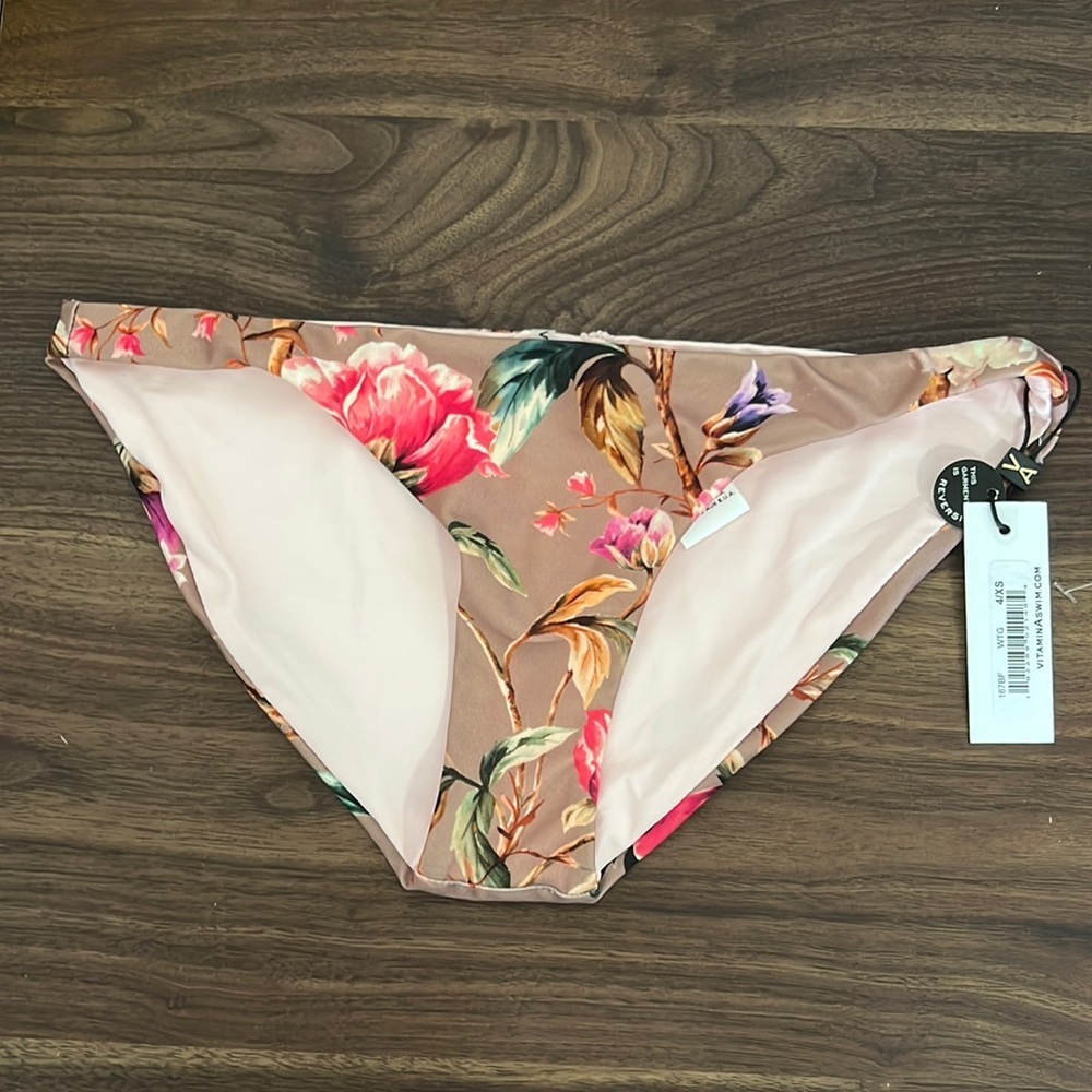 Vitamin A By Amhalia Stevens Reversiible Bikini Bottom Floral/Rose